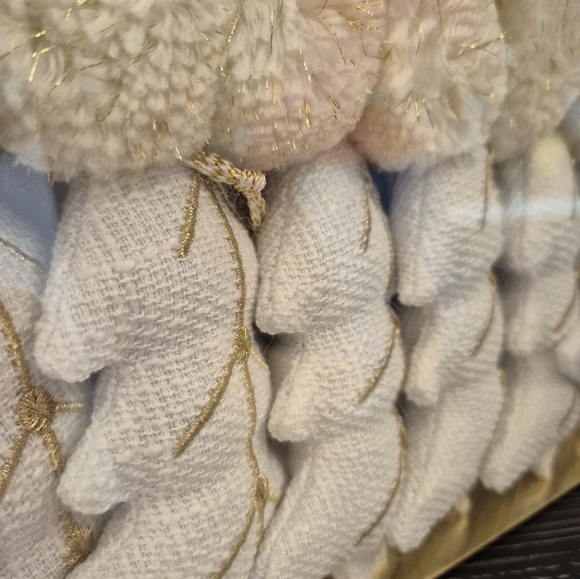 White Christmas Tree and Pom Pom soft Christmas Garland NEW - Picture 4 of 5